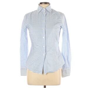 Paul smith blue striped contrast cuff collar